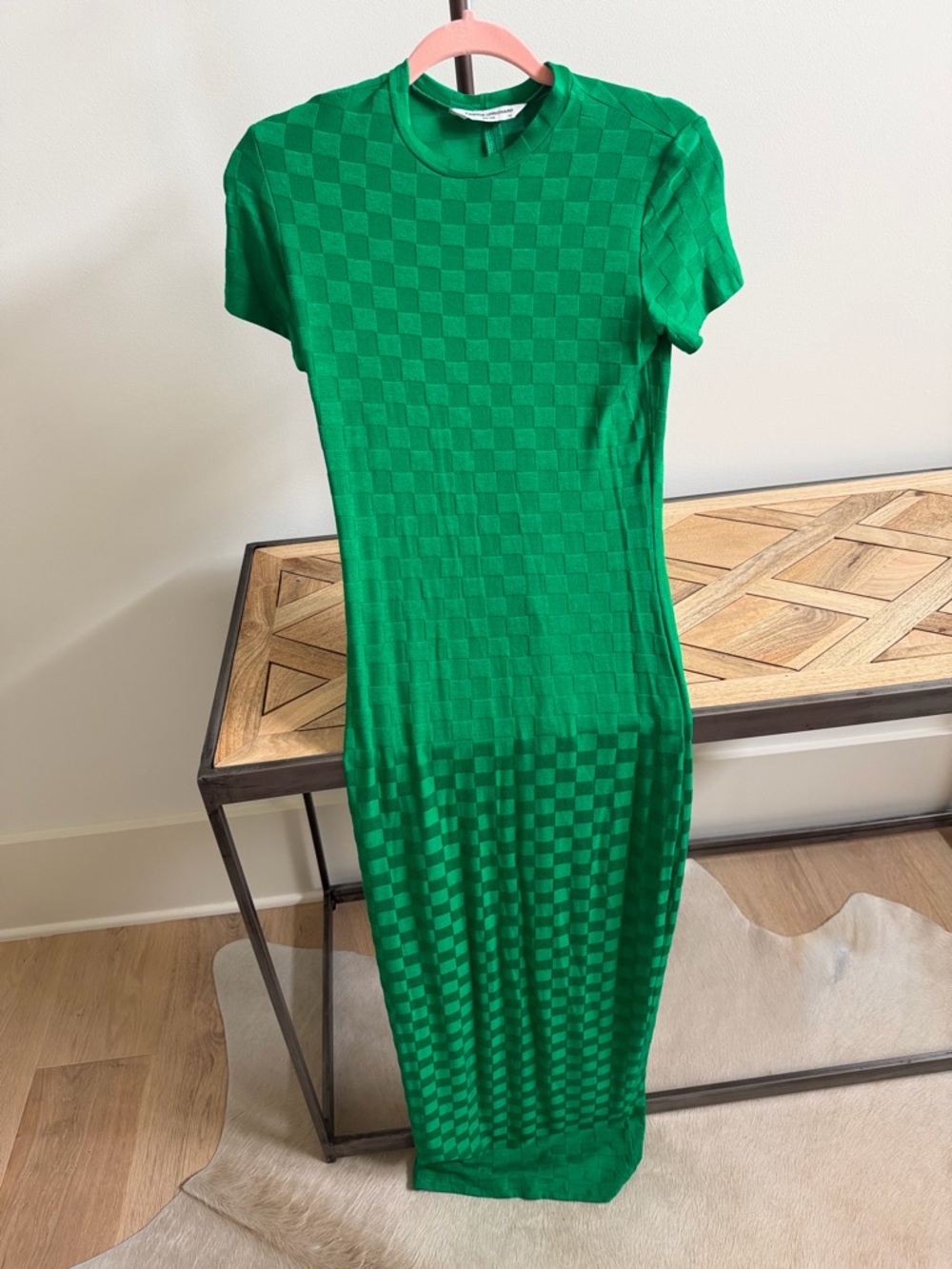 Amanda Uprichard Emerald Green Checker Knit Maxi Dress